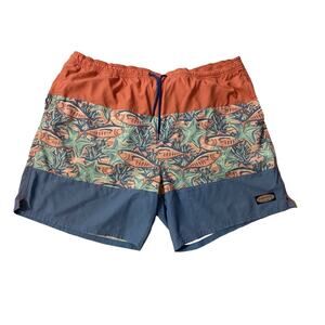 Vineyard Vines Board Shorts Mens 2XL Swim Trunk Pink Blue‎ Fish Striped Pocket